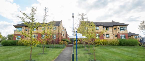 The exterior of two halls of residence