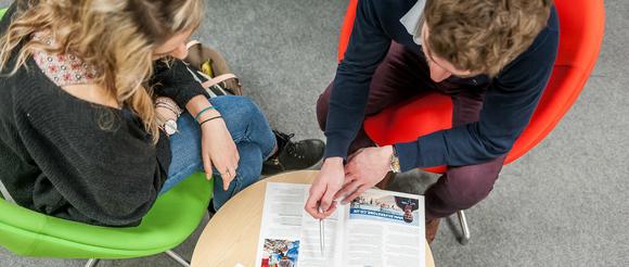 Surrey student receiving careers advice.