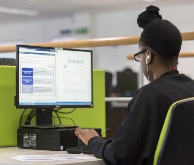 Student using a computer