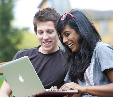 Students using a laptop