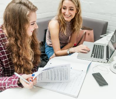 Two students studying together