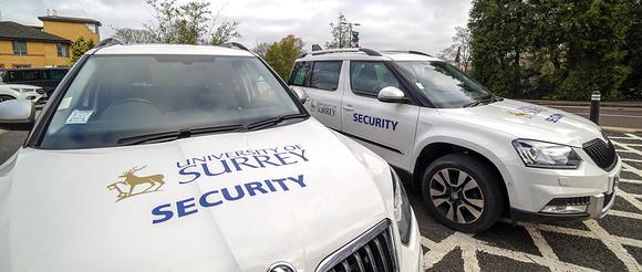 Security cars parked outside Senate House