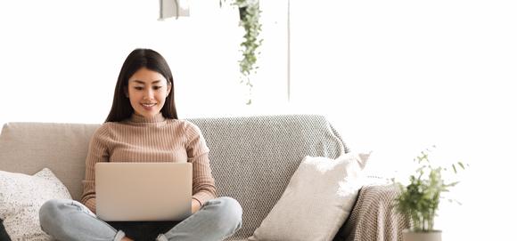 Woman working on her laptop