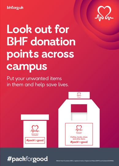 Look out for BHF donation points across campus