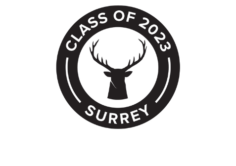 The Surrey Class of 2023 logo featuring the Students' Union stag in the middle