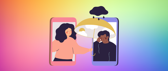 Illustration of someone supporting another person 